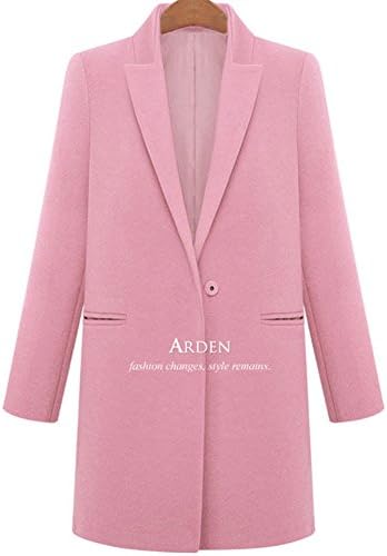 KD Women's Winter Loose Slim Fit Lapel Woolen Coat Jacket Overcoat Pink S
