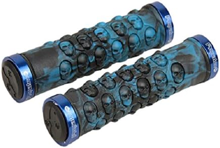 Skull Bicycle Grips Bike Grips Cycling Lock-on Bicycle Handlebar Grips, Blue
