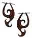 PABBIRING - Organic Hand Carved Sono Wood Earrings with Wood Post - From Indonesia - Sold as a Pair - 24mm x49mm
