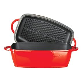 Kinetic Color Cast 4-1 2 Liter Rectangular Roaster with Grill Pan Lid by Kinetic
