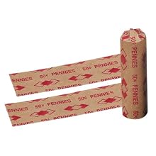 PM Company $.50/SecurIT Kraft Flat Penny Coin Wrappers, 4 Inches Length, Brown/Red, 20,000/Carton (53001)