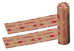 PM Company $.50/SecurIT Kraft Flat Penny Coin Wrappers, 4 Inches Length, Brown/Red, 20,000/Carton (53001)