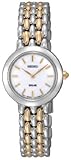 IMAGE OF Seiko Silver Dial 2 Tone Stainless Steel Bracelet Solar Ladies Watch - SUP049