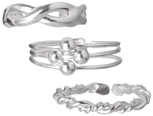 Childrens Toyshop  Jewelry : Sterling Silver Assorted-Design Toe Rings, Set of 3