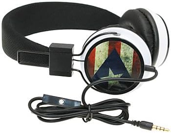 headphone, WZS- Ergonomic Hi-Fi Stereo Headphone with Mic Microphone -Puerto Rico Flag - Black