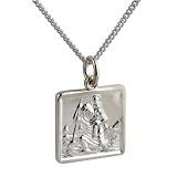 Image of Sterling Silver heavy St Christopher with a Curb chain