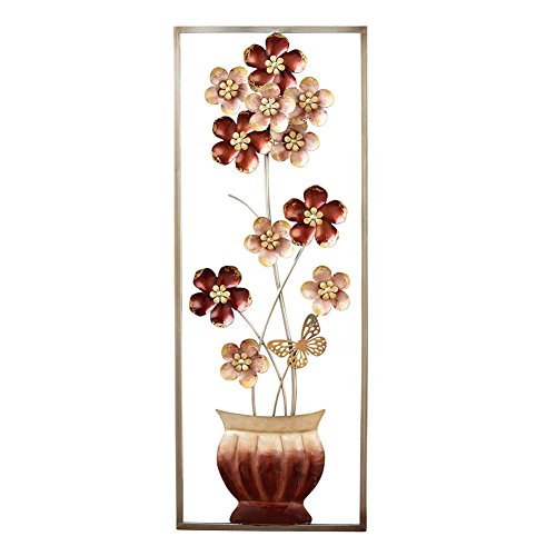 Flowers in Vase Metal Wall Art, Brown