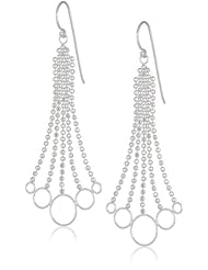 Sterling Silver 5-Row Fringe and Circle Euro Wire Earrings