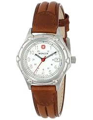 Wenger Womens 70200 Standard Issue White Dial Brown Leather Strap Watch