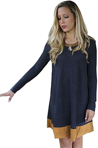 Women Long sleeve crewneck bohemia tunic tops Dress 30 XL