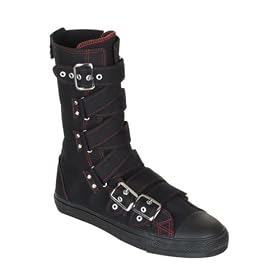 Buy MENS Casual Calf Sneaker Boot Chuck Taylor Style Black Red Criss Cross by Unknown