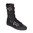 MENS Casual Calf Sneaker Boot Black Red Criss Cross Punk Rocker Emo