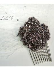 Amina: Black Rose Brooch & White Crystal Bridal Birdcage Veil