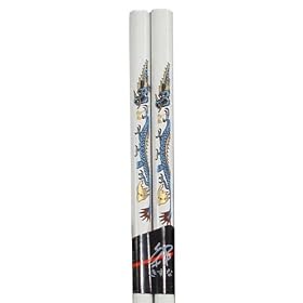 White Chinese Chopsticks - Dragon Design
