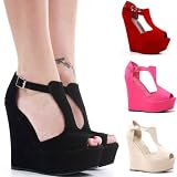 Ladies Wedge Sandals Womens High Heel Platform Red Wedding Wedges Peeptoe Party Shoes with shoeFashionista Boutique Bag