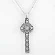 Decorative Celtic Cross Pendant in Sterling Silver on 16" Ball Chain, #8712