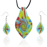 Multicolored Turquoise Teardrop Murano Glass Earrings Set
