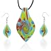 Jewelry : Multicolored Turquoise Teardrop Murano Glass Earrings Set