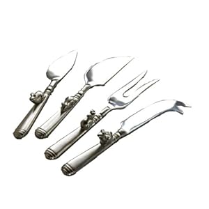 Antique Nickel Mouse Cheese Servers, Set of 4 by 