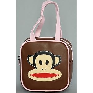 Paul Frank The Julius Brown Square Satchel with Pink Trimmings,Bags (Handbags/Totes) for Women