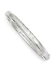 14k 3/16 White Gold Florentine Baby Bracelet Bangle. Metal Wt- 3.72g