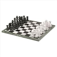 Marble Chess Set in Black and White Size: 16 x 16