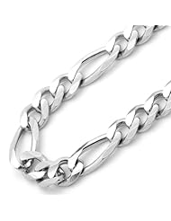 14K White Gold 6mm Figaro Curb Chain Necklace 20"