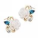 Merdia Charming Peony Flower Clip Earrings with Green leaves for Women | Clip Earrings for Women | Non Pierced Floral Earrings Clip on Earrings | Clip-On Backs Flower Earrings for Women