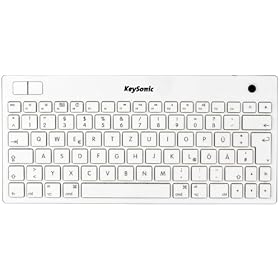 Keysonic KSK-3201MacBT Flat Super Mini Wireless Bluetooth Keyboard with Trackball in Mac Layout