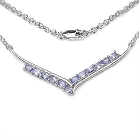 2.05 Carat Genuine Tanzanite Silver Necklace by 