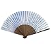 Japanese Silk Handheld Fan, Dandelions on Blue HF143