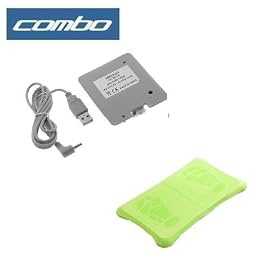 Premium Light Green Durable Soft Silicone Skin Cover Case + Large Capacity Rechargable Battery Pack for Nintendo Wii Fit Balance Board