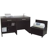 【これぞ機能美】プリンタ収納棚付 ハイデスク ブラウン (奥行60cm) 95003【18580】