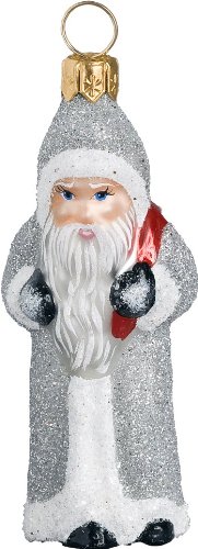 Ino Schaller Blown Glass Mini Silver Twilight Santa Ornament by Joy To The World Collectibles Ino Schaller Blown Glass Mini Silver Twilight Santa Ornament by Joy To The World Collectibles