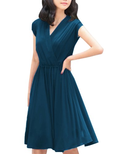 Allegra K Women's Crossover Deep V-Neck Dress