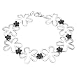 Tressa Sterling Silver Black Cubic Zirconia Flower Link Bracelet