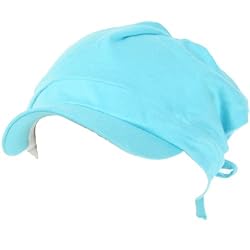 New Cotton Tie Back Slouchy Newsboy Cap Hat Junior Hot Turquoise Small Medium