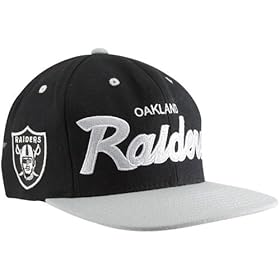  Mitchell & Ness Oakland Raiders 2 Tone Script Snapback Hat Adjustable