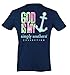 Simply Southern Tees Short Sleeve Preppy God is My Anchor Large Navy Blue