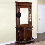 Masterpiece Faux Medium Mahogany Floral Hall Tree with Umbrella Stand