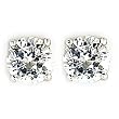 Rhodium Plated Brass Earrings with Clear Cubic Zirconia - 6.5mm