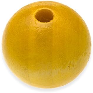 10 Color Dyed Varnished Round Handcrafted Wood Beads 20mm Colored ECO Friendly Wood Beads Wooden Balls DIY Wood Crafts Rondelle large hole - Yellow