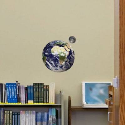 Small Educational Earth and Moon Wall Stickers