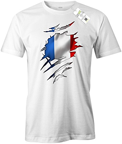 FRANCE AUFGERISSEN – EM 2016 – FRANKREICH – HERREN – T-SHIRT in Weiss Gr. XL
