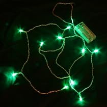 Pure Green Battery LED Fairy Lights 10 bulb - Static