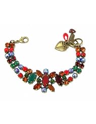 Mariana Spirit of Design Antique Gold Plated "Poppy Collection" Swarovski Crystal Cuff Bracelet in Red/Green Tourmaline/Topaz