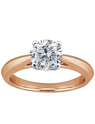 1.00 Ct Round H/I SI1/SI2 Diamond 18K Rose Gold Solitaire Ring