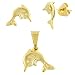 Jewelry : Stunning 18 Kt Gold Filled Cute Dolphin Earrings & Pendant Set