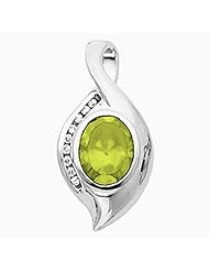 14K White Gold Oval Cut Peridot Pendant -- LIFETIME WARRANTY