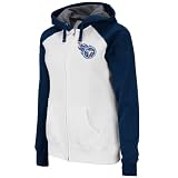 NFL Women's Tennessee Titans Sport Princess Ragla Long Sleeve Raglan Full-Zip Fleece Hoodie (White/Athletic Navy Heather, XX-Large)